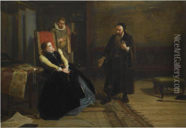 John Knox And Mary Queen Of Scots Oil Painting - Robert Herdman