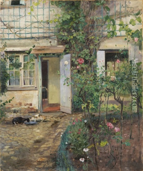 Old House In Normandy Oil Painting - Eilif Peterssen