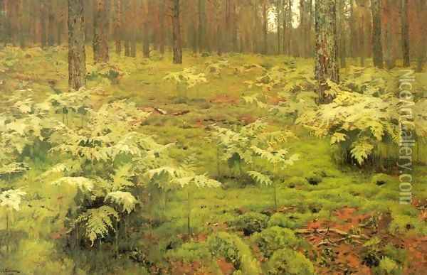 Ferns in a forest 1895 Oil Painting - Isaak Ilyich Levitan