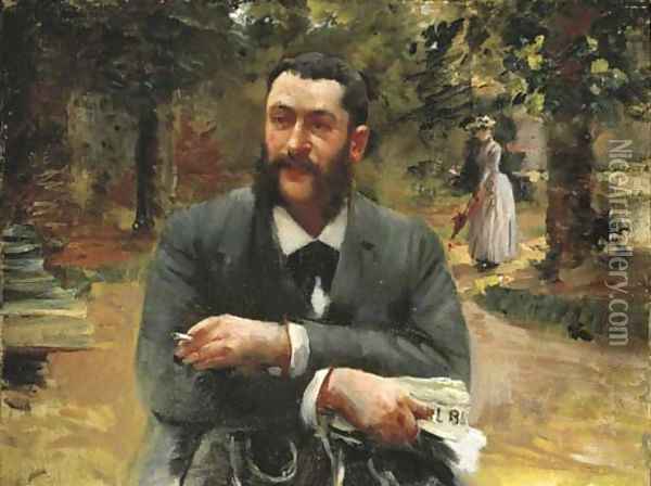 L'homme au Gil Blas Oil Painting - Gustave Caillebotte
