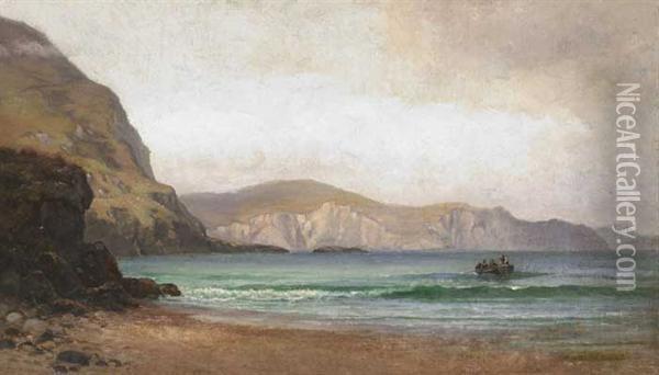 View Of Achill Island And Fisherman Oil Painting - Alexander Williams