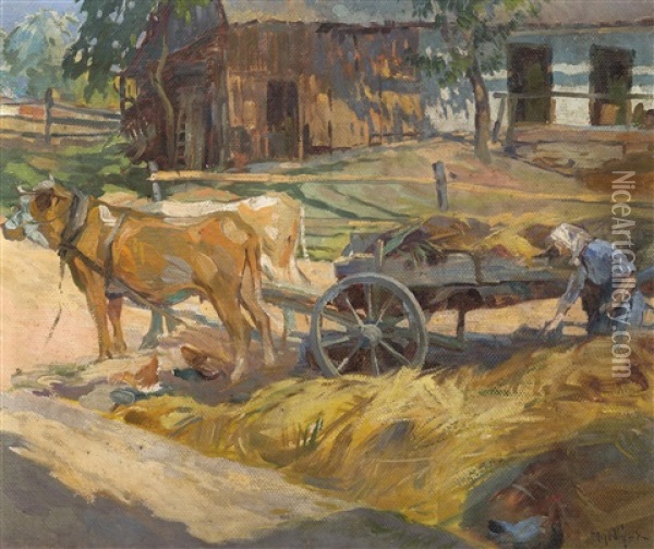 Near The Farm Oil Painting - Karel Nejedly