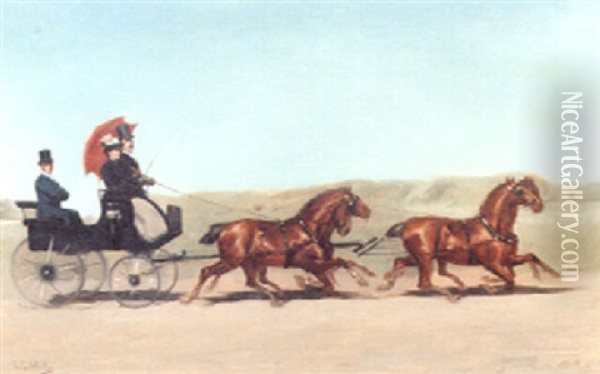 A Carriage At Speed Oil Painting - Heinrich Gottfried Wilda