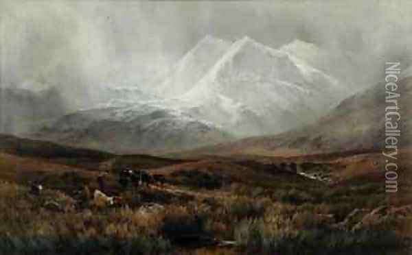 Snowstorm over Snowdon Oil Painting - James Jackson Curnock