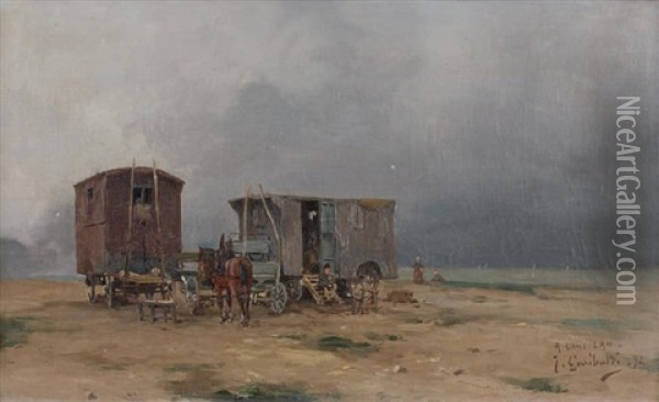 Un Campement De Tziganes Oil Painting - Joseph Garibaldi