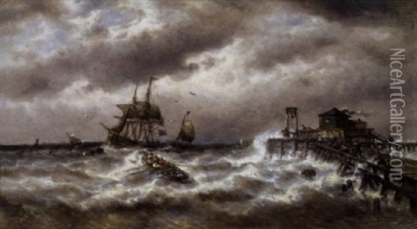 Stormweer Bij Het Staketsel Oil Painting - Francois-Etienne Musin