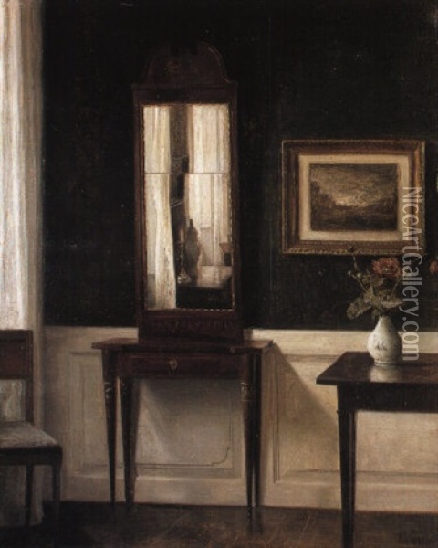 An Interior Oil Painting - Carl Vilhelm Holsoe