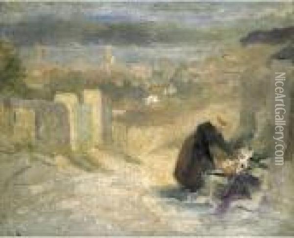 Paesaggio (donna Alla Fonte) Oil Painting - Henri Lebasque