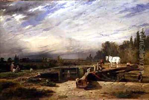 Trent Lock on the Grantham Canal near Nottingham Oil Painting - Henry Thomas Dawson