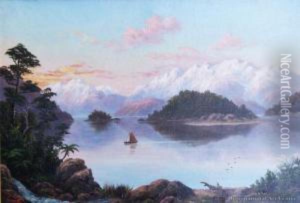 Lake Manapouri Oil Painting - William George Baker