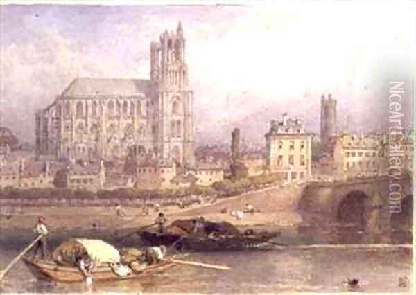 Nantes Cathedral from the River Oil Painting - Myles Birket Foster