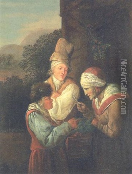 Scene Med Gronthandler Oil Painting - Georg Ludwig Eckhardt