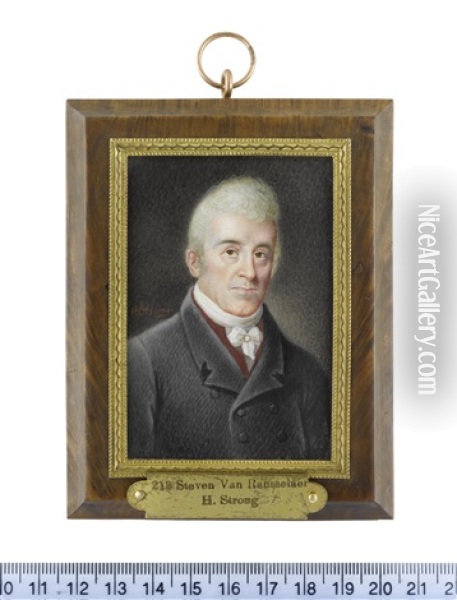 Stephen Van Rensselaer Iii (1764-1839), Lieutenant Governor Of New York, Wearing Black Coat, Red Waistcoat, White Chemise, Stock And Cravat Oil Painting - Howard Strong