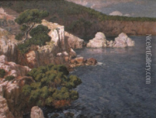 Costa De Mallorca Oil Painting - Antoni (Antonio) Ribas Prats