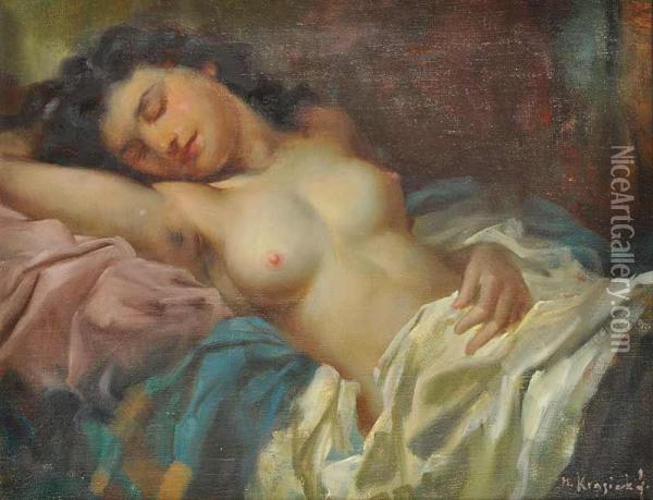 Asemi-nude Oil Painting - Marcel Krasicky