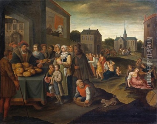 Les Sept Oeuvres De Misericorde Oil Painting - Ambrosius Francken the Younger