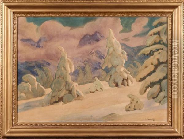 Jodly W Sniegu Oil Painting - Wladyslaw Skoczylas