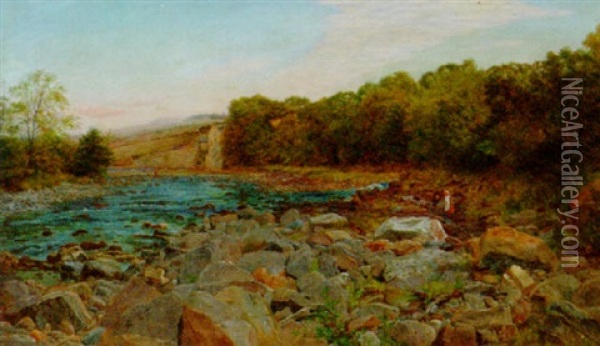 Wall Mill, North Tyne Oil Painting - Charles Napier Hemy