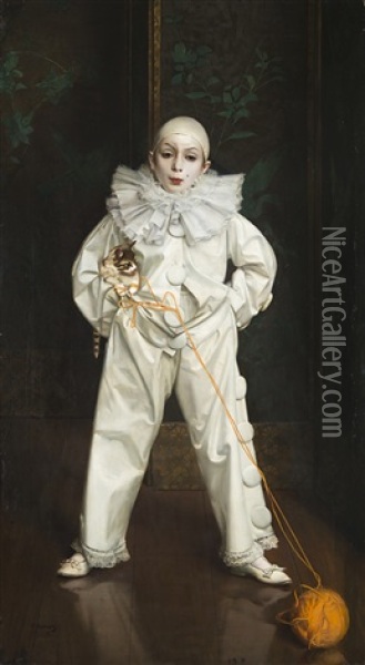 Ritratto Di Bambino Nel Costume Di Pierrot Oil Painting - Vittorio Matteo Corcos