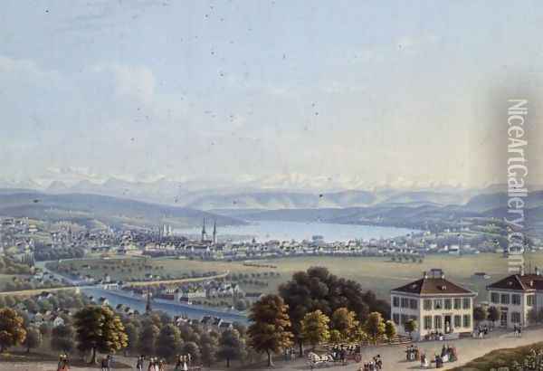 View of Zurich, c.1840 Oil Painting - Anonymous Artist