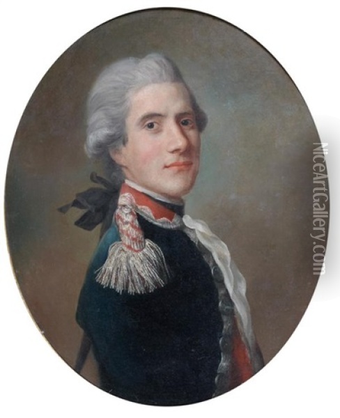 Portrait Du Comte De Tressan Dit Freluche, Portant L'uniforme Du Capitaine Des Gardes Francaises Oil Painting - Alexander Roslin