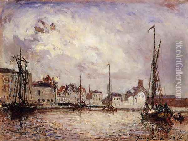The Harbor: the Brussels Warehouse District Oil Painting - Johan Barthold Jongkind