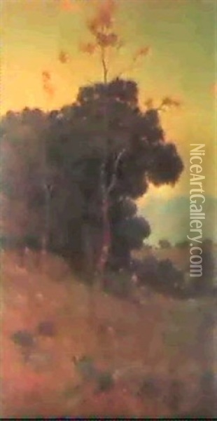 Sunset In California Oil Painting - Granville S. Redmond
