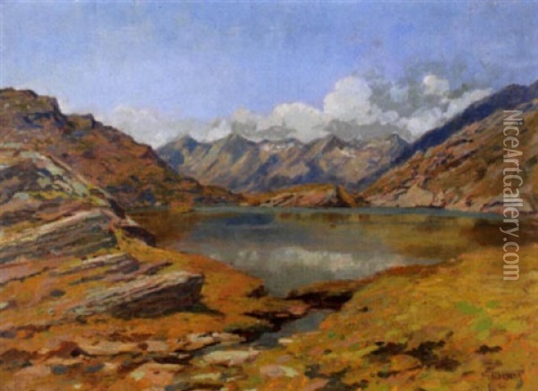 San Bernardino Mit Blick Auf Den Moesolasee Oil Painting - Gioacchino Galbusera