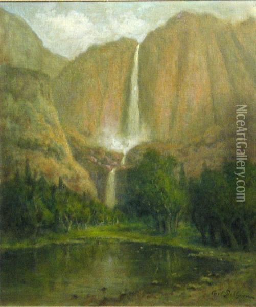 Yosemite Falls Oil Painting - Carl Christian Dahlgren