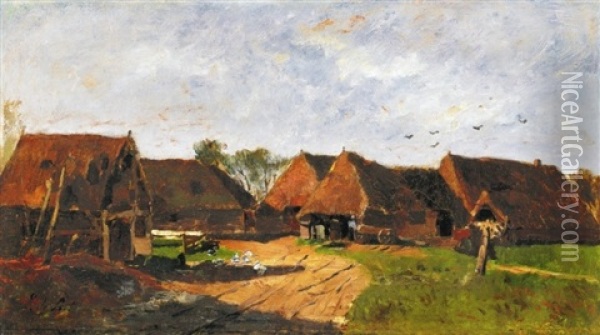 Taj Hazakkal (landscape With Houses) Oil Painting - Laszlo Paal