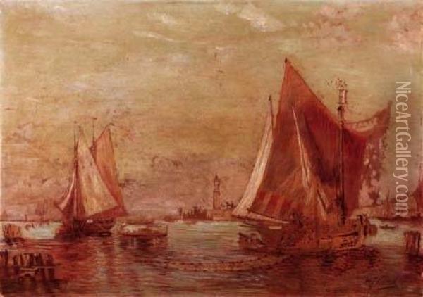 Barche In Laguna Oil Painting - Ferruccio Scattola