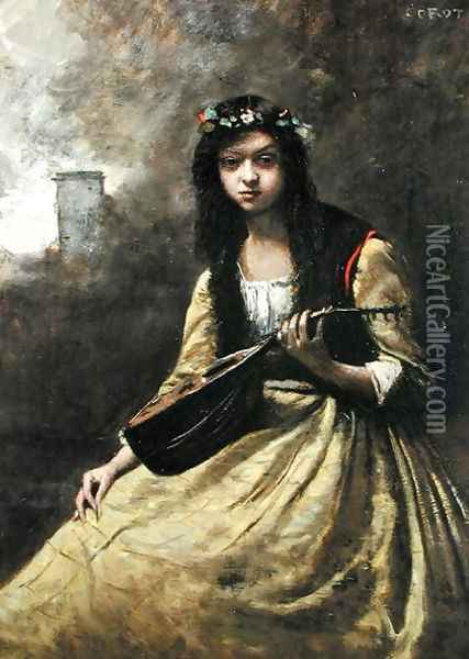 La Zingara, c.1865 Oil Painting - Jean-Baptiste-Camille Corot
