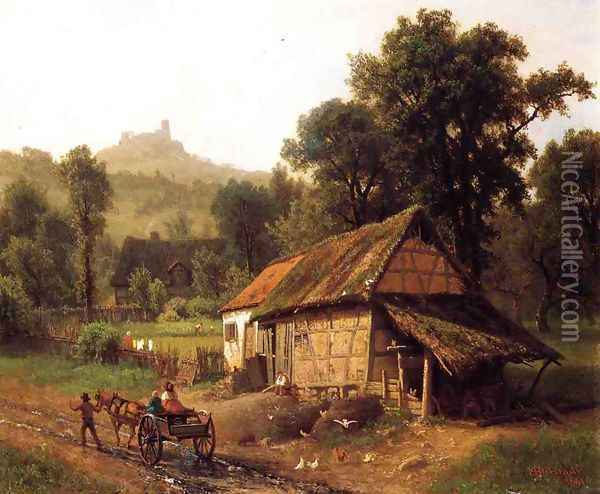 In The Foothills Oil Painting - Albert Bierstadt