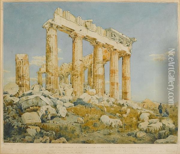 A View Made On The Acropolis At Athens On The South East Angle Of The Temple Of Minerva Oil Painting - William Kinnard