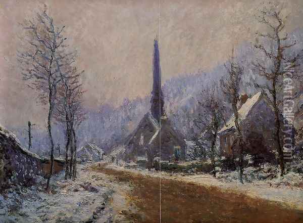 Church At Jeufosse Snowy Weather Oil Painting - Claude Oscar Monet