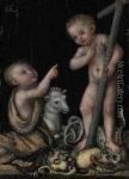 The Infant Christ And Saint John The Baptist Oil Painting - Lucas The Elder Cranach