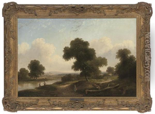 On The Riverbank Oil Painting - Walter Williams