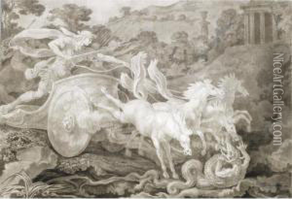 Apollo Destroying The Python Oil Painting - Ennemond-Alexandre Petitot