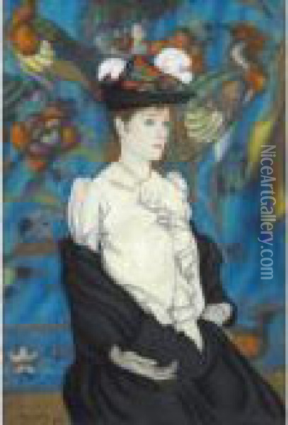Femme Au Chapeau Oil Painting - Louis Anquetin