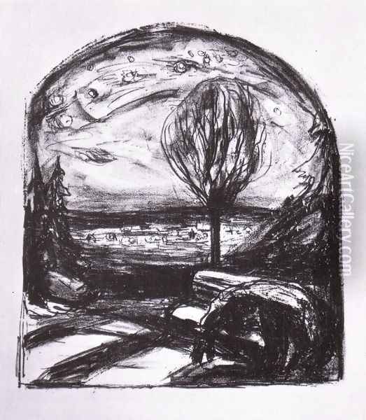 nuit étoilée 1920 Oil Painting - Edvard Munch
