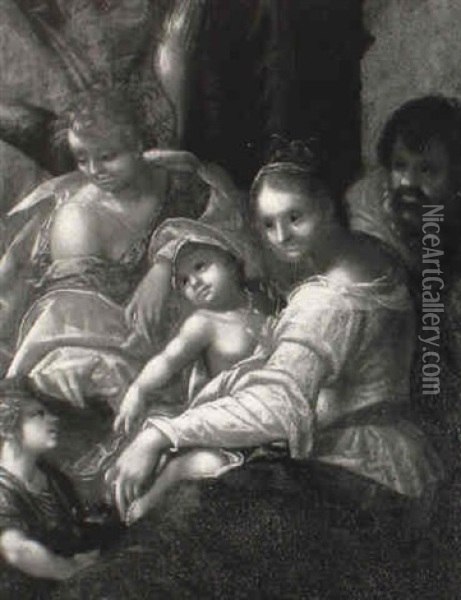 Sainte Famille Avec Un Ange Et Saint Jean-baptiste Oil Painting - Hans Von Aachen