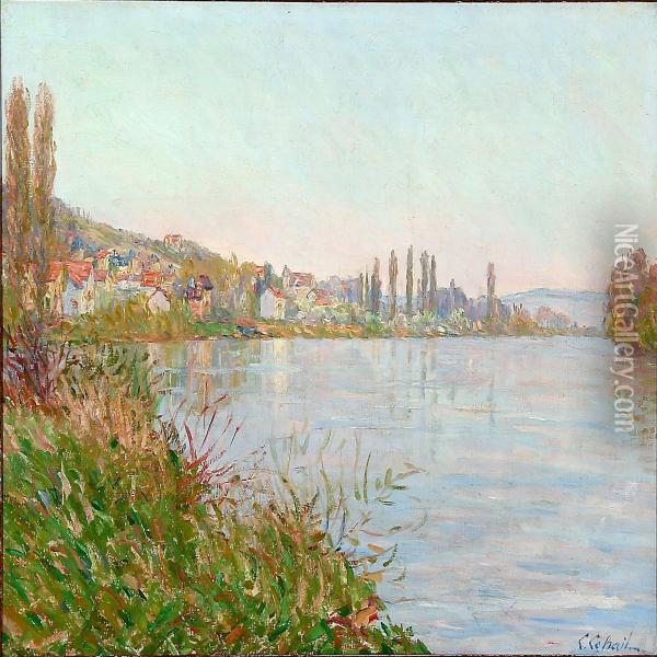 La Seine A Medan Oil Painting - Louis Le Bail