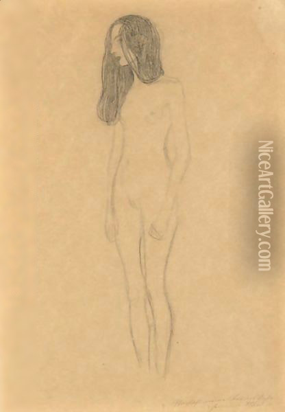 Madchenakt (Nude Female Figure) Oil Painting - Gustav Klimt