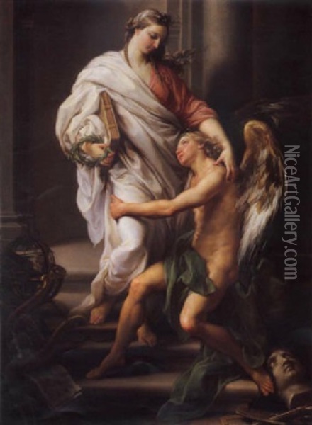 Le Arti Ed Il Genio Oil Painting - Pompeo Girolamo Batoni