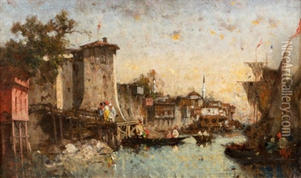 Constantinople, Vue Prise De La Mer De Marmara A Usalik Hana Oil Painting - Germain Fabius Brest