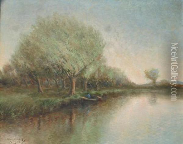 Pescador En El Canal Oil Painting - Stephen Koek Koek