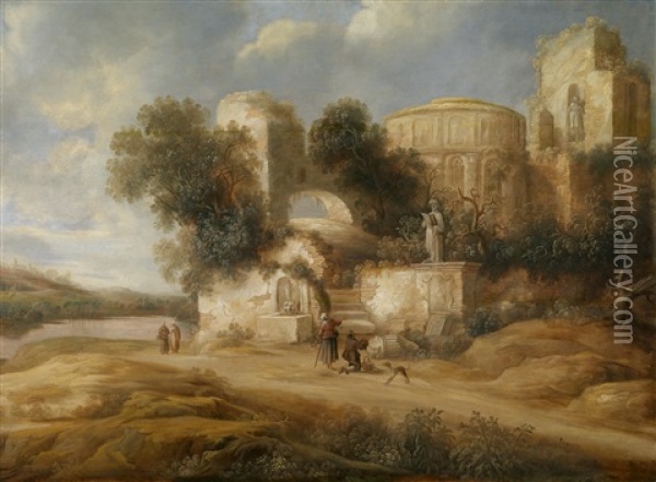 Reisende Vor Antiken Ruinen Oil Painting - Charles Cornelisz de Hooch