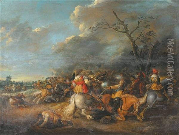 Ruitergevecht Oil Painting - Pieter Meulener