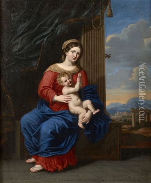 Vierge A L'enfant Au Chardonneret Oil Painting - Remi Vuibert