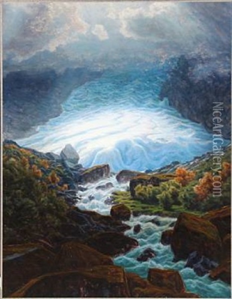 Gletscher, Nordfjord, Orge Oil Painting - Henrik Gamst Jespersen